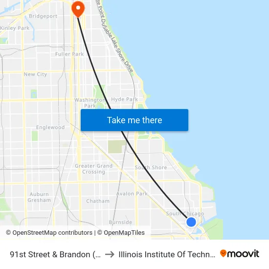 91st Street & Brandon (East) to Illinois Institute Of Technology map