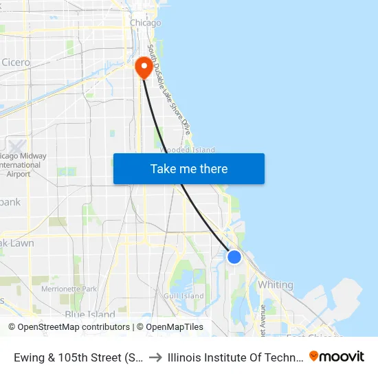Ewing & 105th Street (South) to Illinois Institute Of Technology map