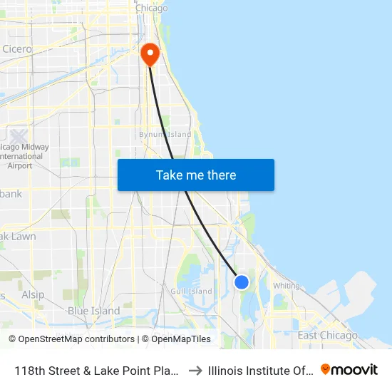 118th Street & Lake Point Plaza (3600 E) (West) to Illinois Institute Of Technology map