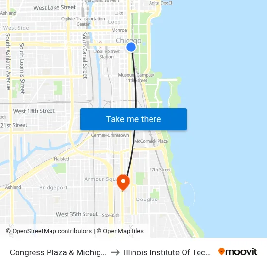 Congress Plaza & Michigan (Ne) to Illinois Institute Of Technology map
