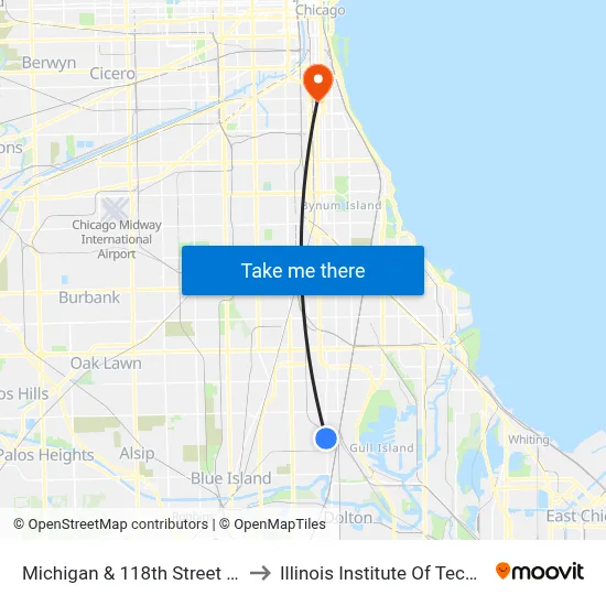 Michigan & 118th Street (South) to Illinois Institute Of Technology map