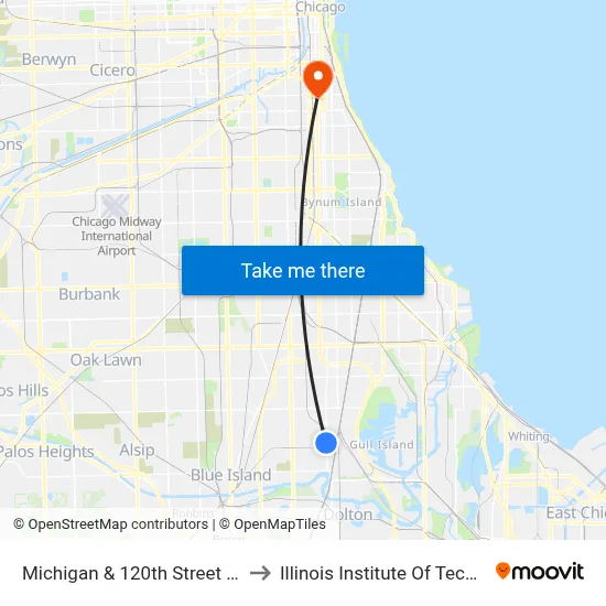Michigan & 120th Street (South) to Illinois Institute Of Technology map