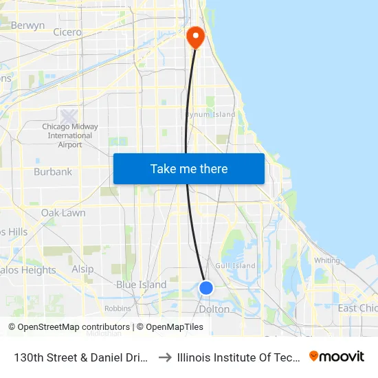 130th Street & Daniel Drive (East) to Illinois Institute Of Technology map