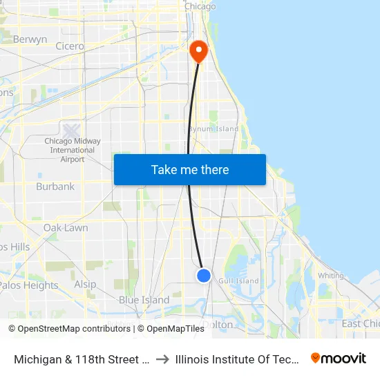 Michigan & 118th Street (North) to Illinois Institute Of Technology map