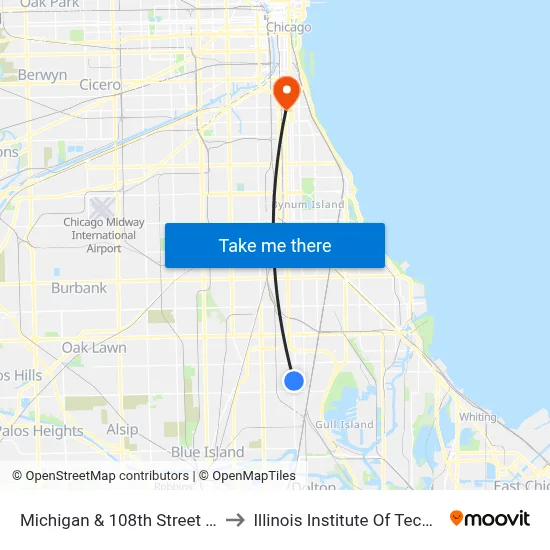 Michigan & 108th Street (North) to Illinois Institute Of Technology map