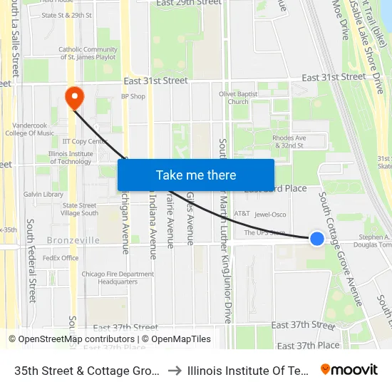 35th Street & Cottage Grove (West) to Illinois Institute Of Technology map
