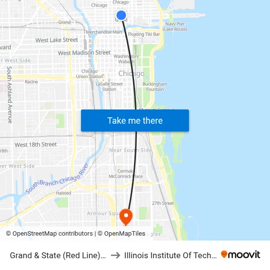 Grand & State (Red Line) (West) to Illinois Institute Of Technology map
