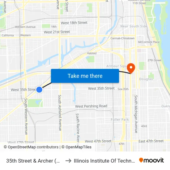 35th Street & Archer (West) to Illinois Institute Of Technology map