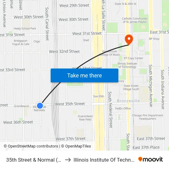 35th Street & Normal (East) to Illinois Institute Of Technology map