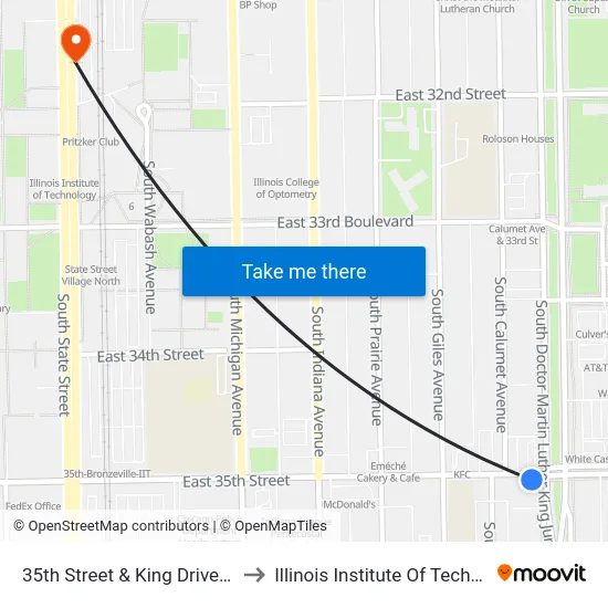 35th Street & King Drive (East) to Illinois Institute Of Technology map