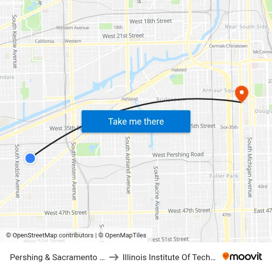 Pershing & Sacramento (East) to Illinois Institute Of Technology map