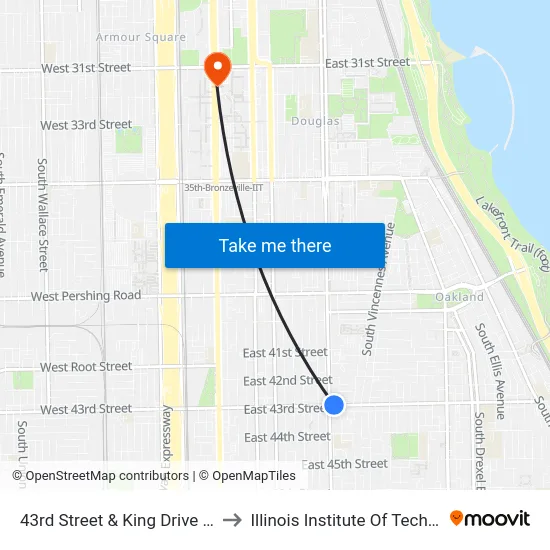 43rd Street & King Drive (West) to Illinois Institute Of Technology map