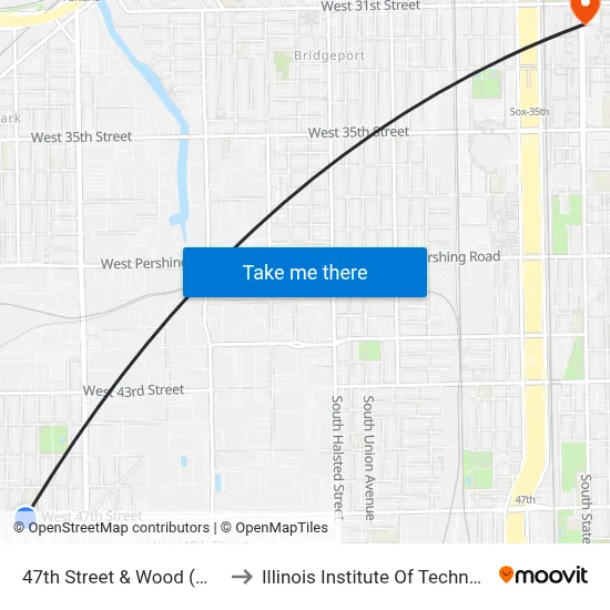 47th Street & Wood (West) to Illinois Institute Of Technology map