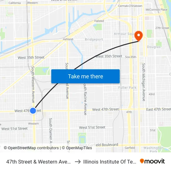 47th Street & Western Avenue (West) to Illinois Institute Of Technology map
