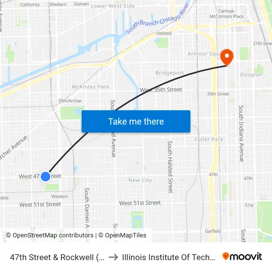 47th Street & Rockwell (West) to Illinois Institute Of Technology map