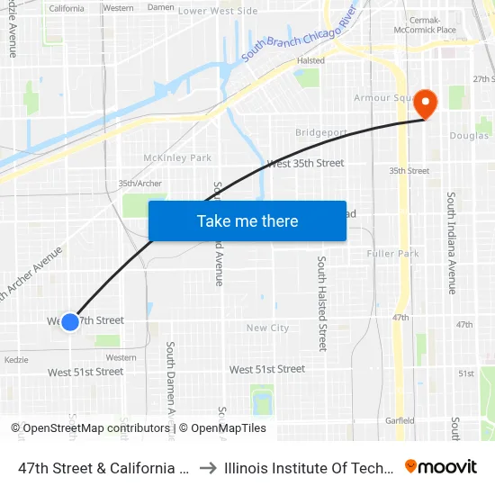 47th Street & California (West) to Illinois Institute Of Technology map