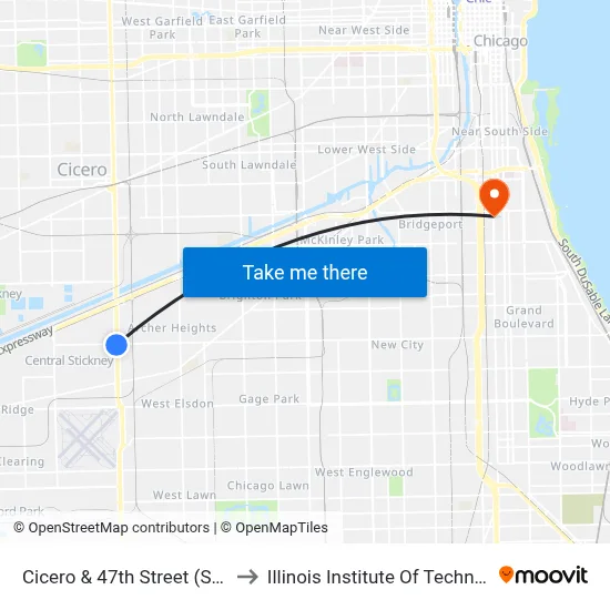 Cicero & 47th Street (South) to Illinois Institute Of Technology map