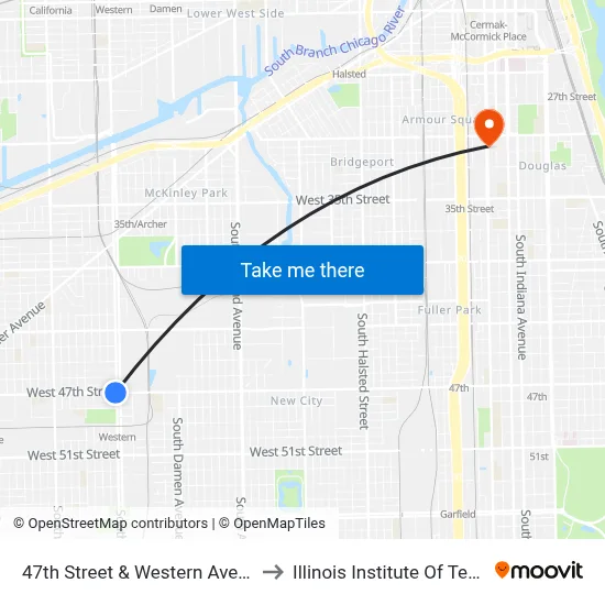 47th Street & Western Avenue (East) to Illinois Institute Of Technology map