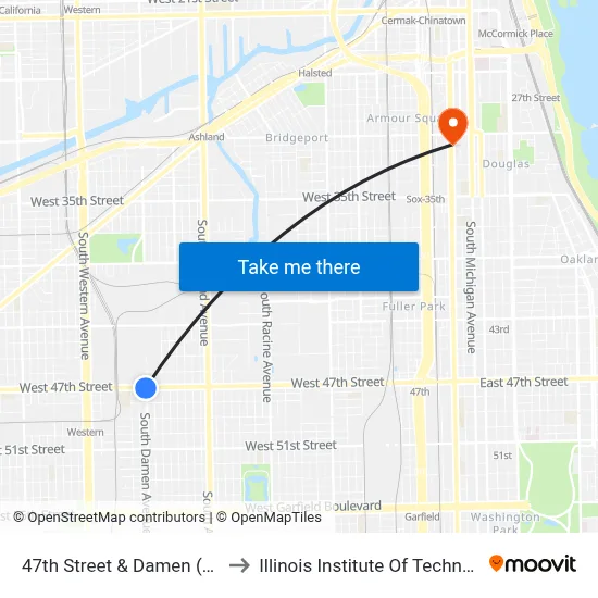 47th Street & Damen (East) to Illinois Institute Of Technology map