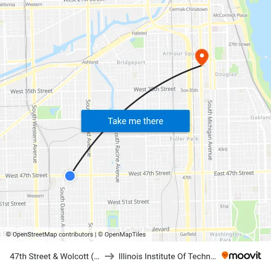47th Street & Wolcott (East) to Illinois Institute Of Technology map