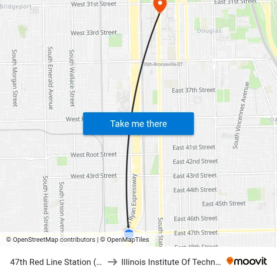 47th Red Line Station (East) to Illinois Institute Of Technology map