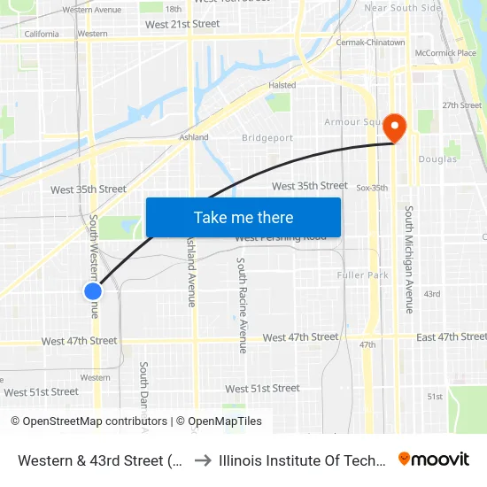 Western & 43rd Street (South) to Illinois Institute Of Technology map