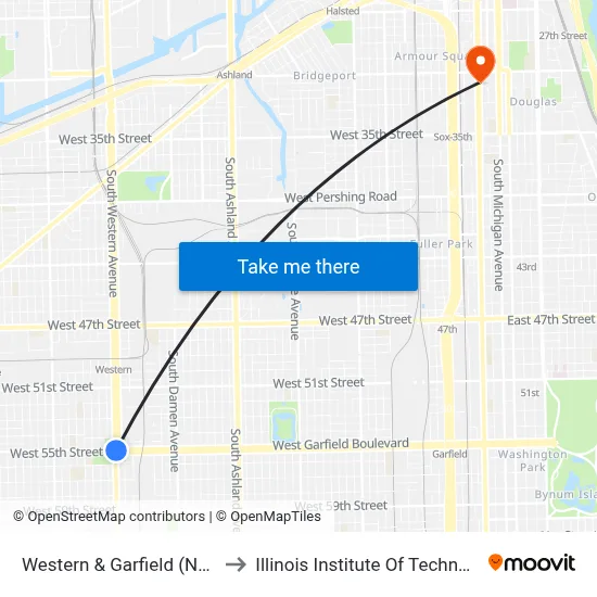 Western & Garfield (North) to Illinois Institute Of Technology map