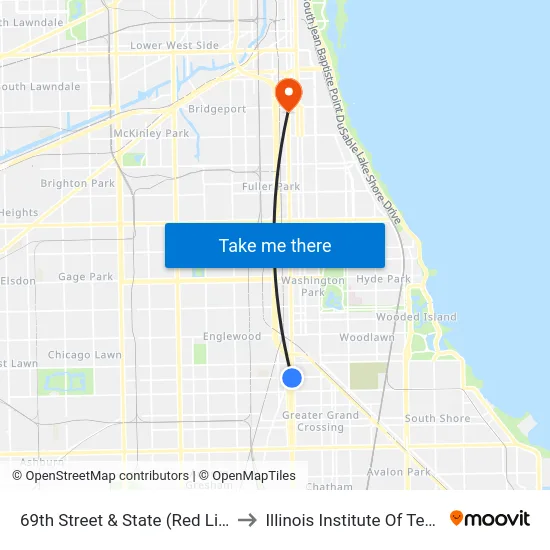 69th Street & State (Red Line) (East) to Illinois Institute Of Technology map