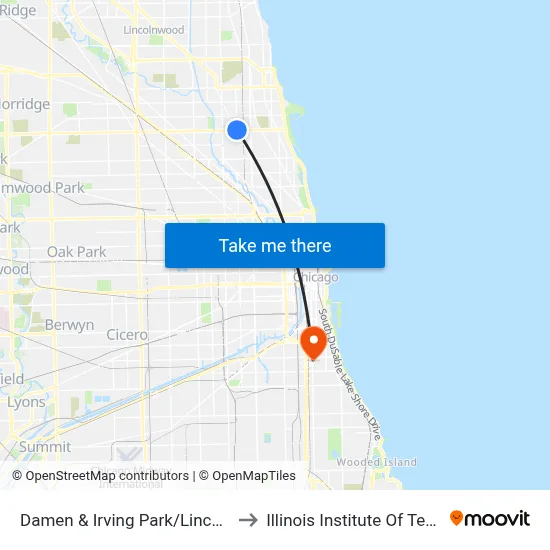 Damen & Irving Park/Lincoln (North) to Illinois Institute Of Technology map