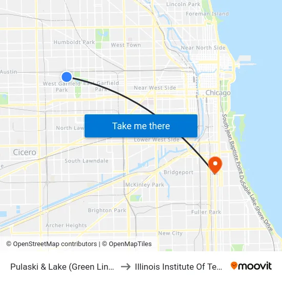 Pulaski & Lake (Green Line) (North) to Illinois Institute Of Technology map