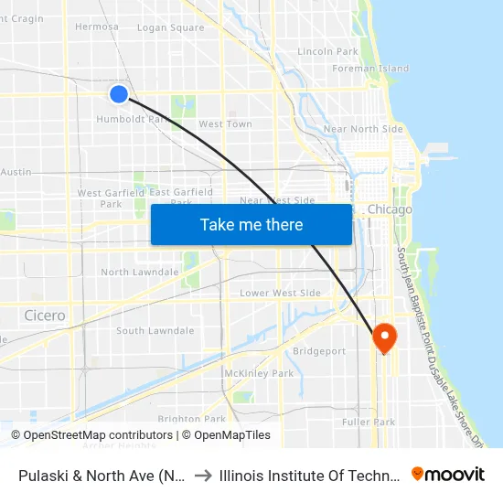 Pulaski & North Ave (North) to Illinois Institute Of Technology map