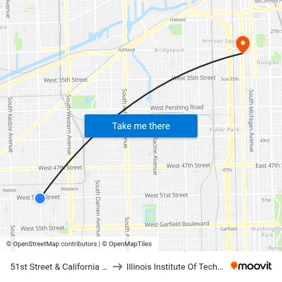 51st Street & California (East) to Illinois Institute Of Technology map