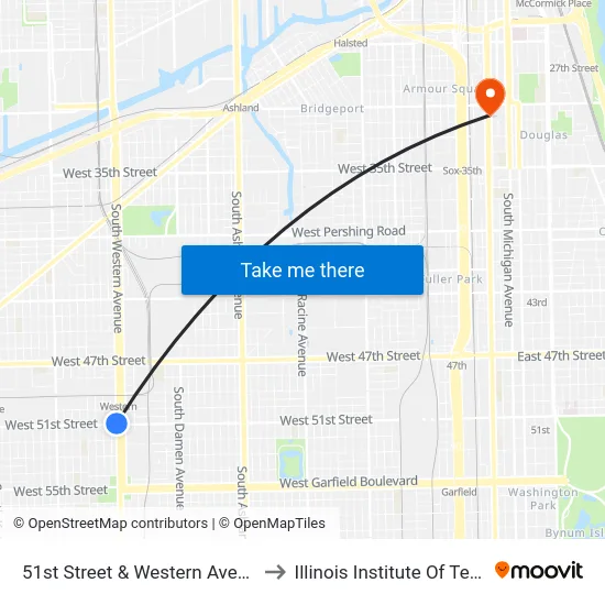 51st Street & Western Avenue (West) to Illinois Institute Of Technology map