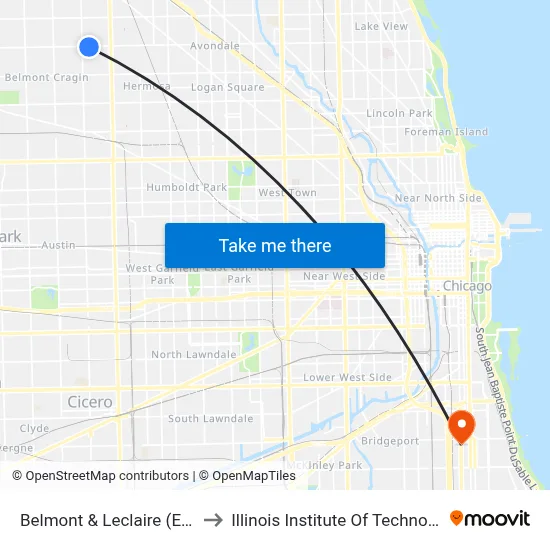 Belmont & Leclaire (East) to Illinois Institute Of Technology map