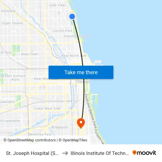 St. Joseph Hospital (South) to Illinois Institute Of Technology map