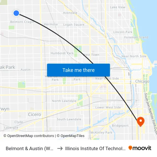 Belmont & Austin (West) to Illinois Institute Of Technology map