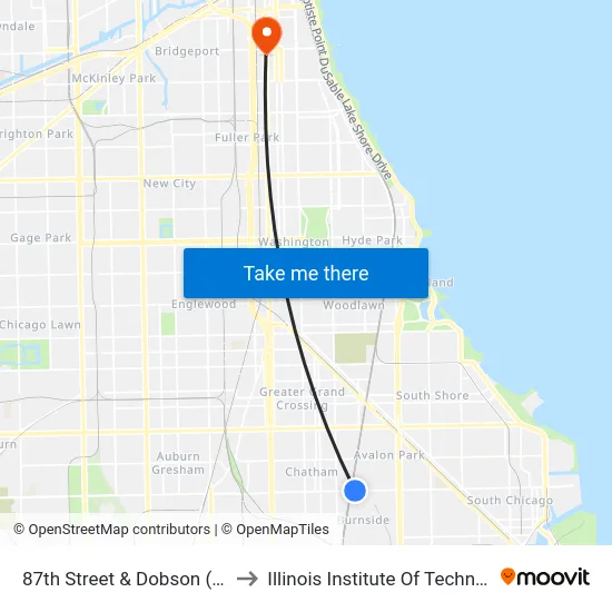 87th Street & Dobson (East) to Illinois Institute Of Technology map