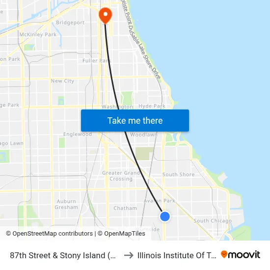 87th Street & Stony Island (Farside) (East) to Illinois Institute Of Technology map