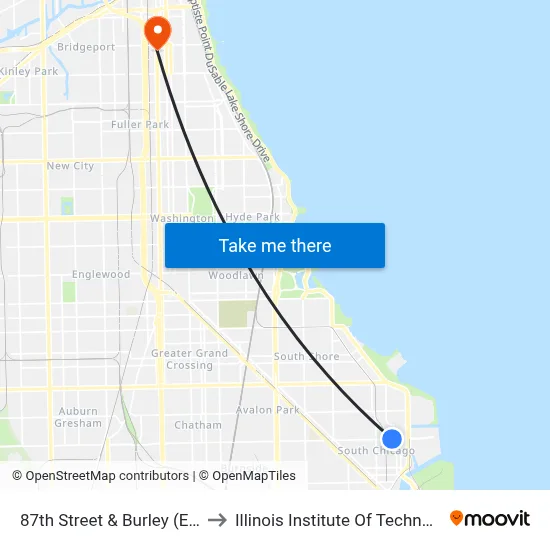 87th Street & Burley (East) to Illinois Institute Of Technology map