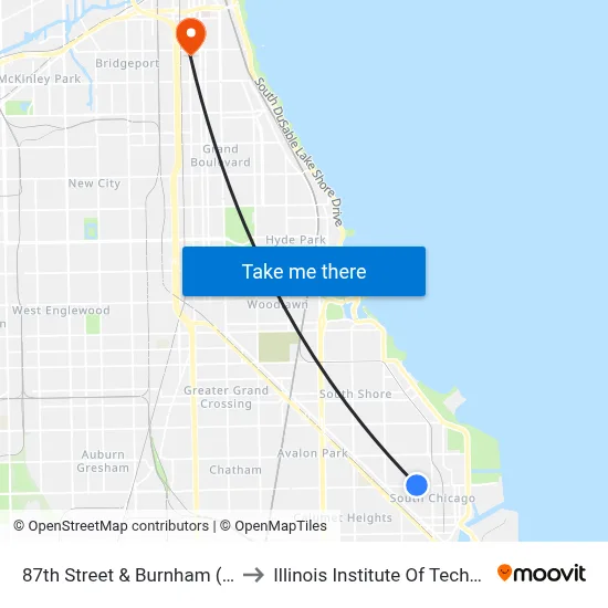 87th Street & Burnham (West) to Illinois Institute Of Technology map