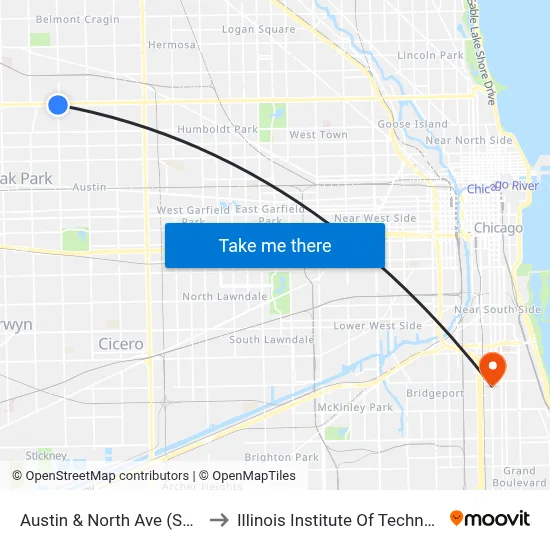 Austin & North Ave (South) to Illinois Institute Of Technology map