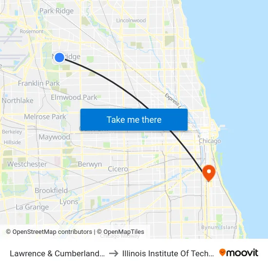 Lawrence & Cumberland (East) to Illinois Institute Of Technology map