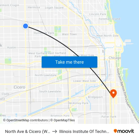 North Ave & Cicero (West) to Illinois Institute Of Technology map