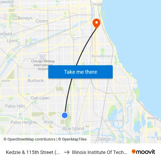Kedzie & 115th Street (North) to Illinois Institute Of Technology map