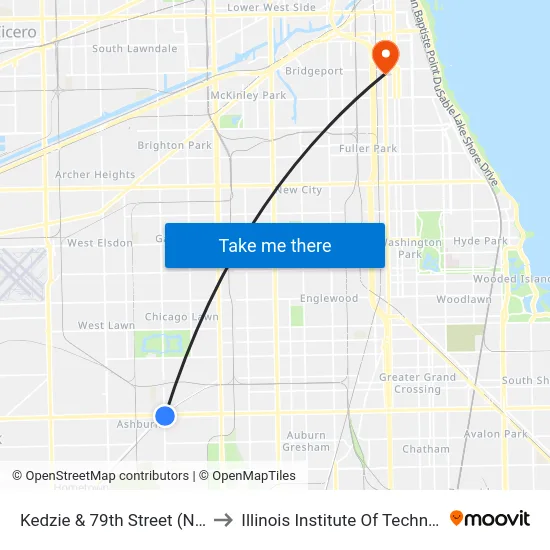 Kedzie & 79th Street (North) to Illinois Institute Of Technology map