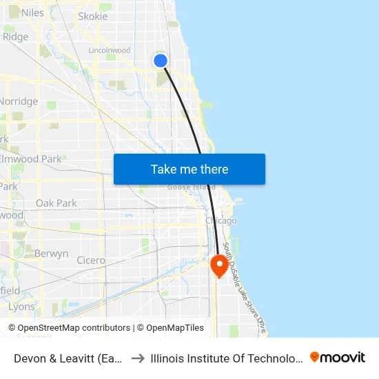 Devon & Leavitt (East) to Illinois Institute Of Technology map