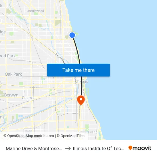 Marine Drive & Montrose (North) to Illinois Institute Of Technology map