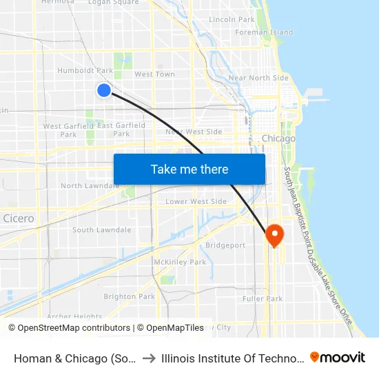 Homan & Chicago (South) to Illinois Institute Of Technology map