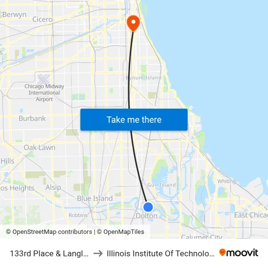 133rd Place & Langley to Illinois Institute Of Technology map