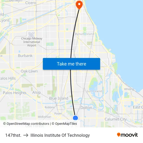 147thst. to Illinois Institute Of Technology map